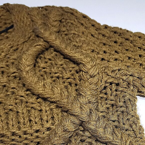 JOA olive-brown-green chunky knit braided rope accent knit sweater - Picture 6 of 13